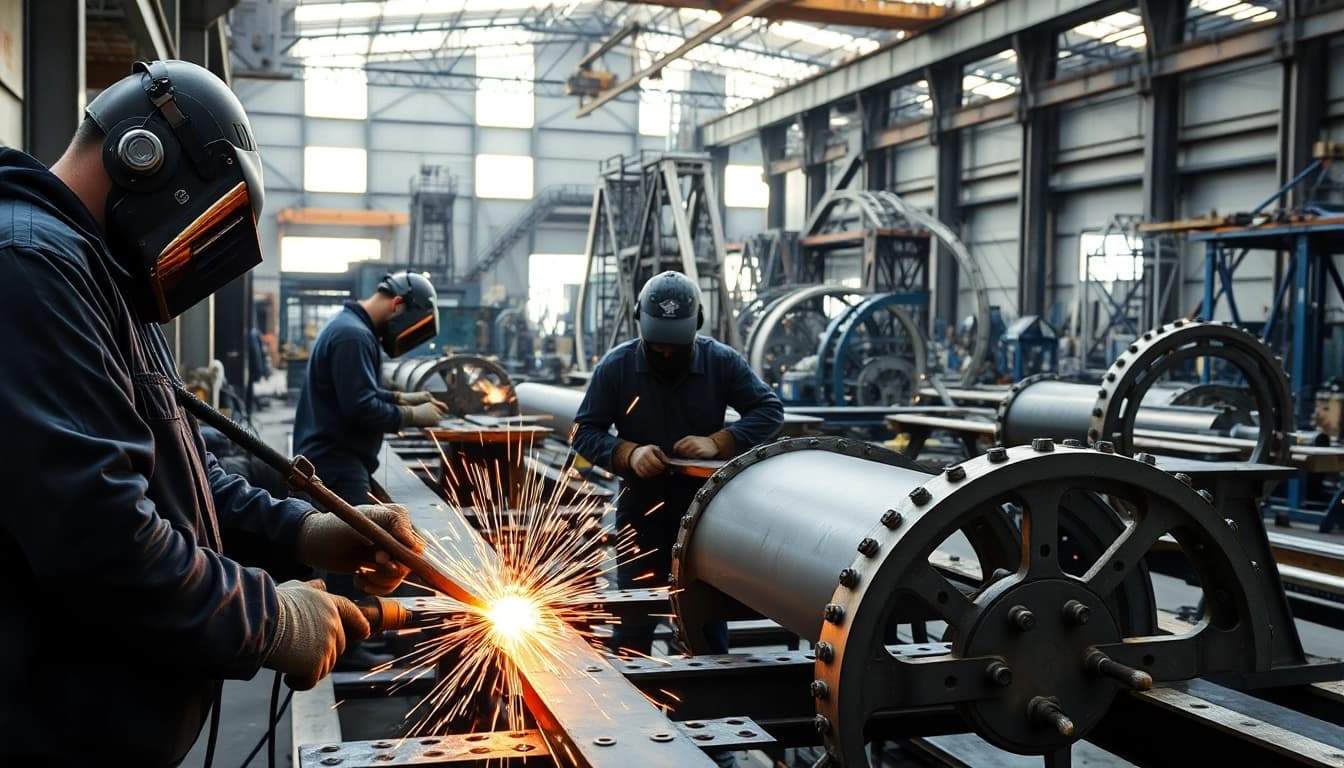 Steel fabricators near me showcase craftsmanship and precision in a bright workshop.