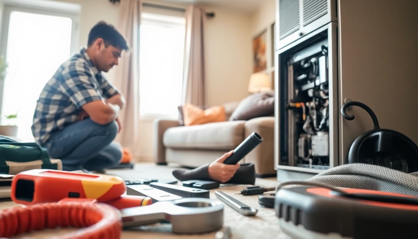 Technician performing heating repair waccabuc on a residential furnace.