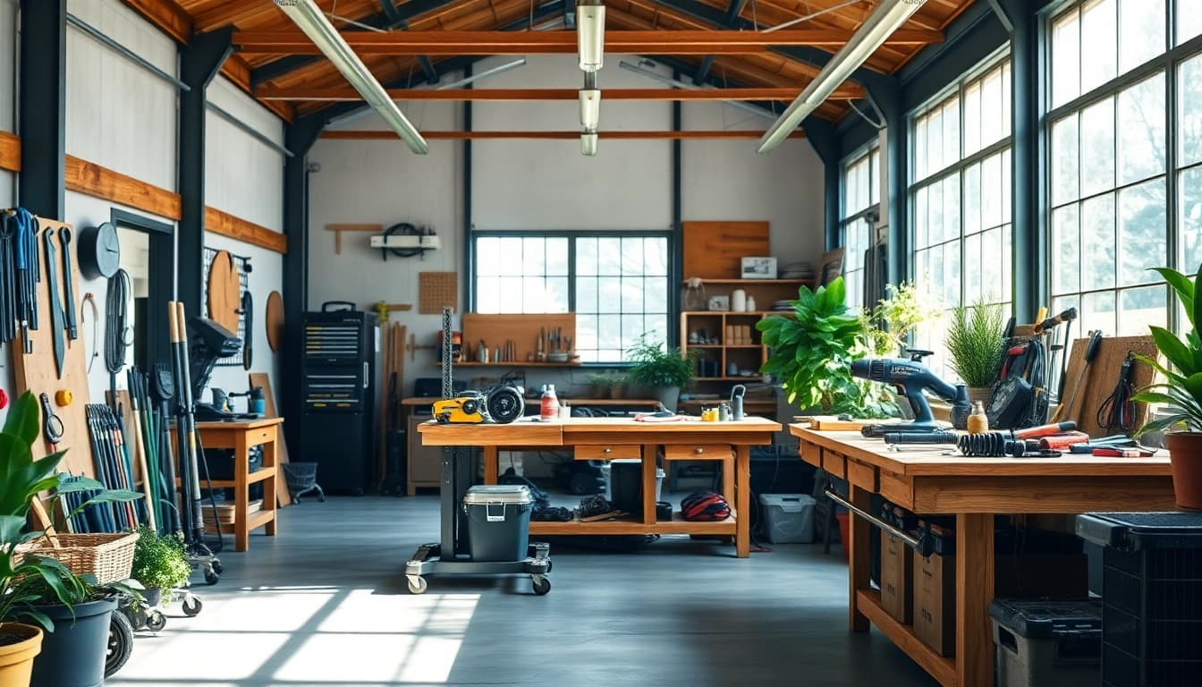 Freelock in a well-organized workshop environment showcasing advanced tools and bright natural lighting.