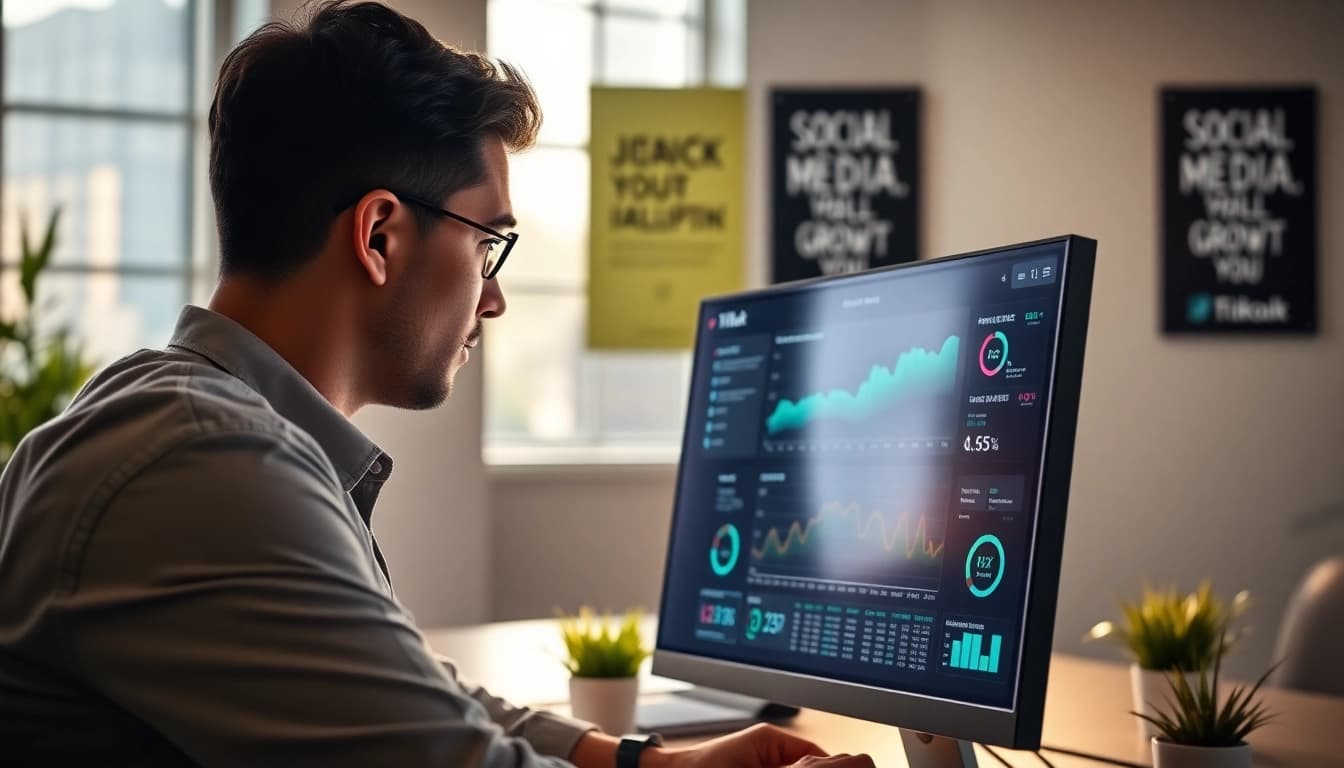 Boost your presence with insights on a TikTok SMM panel represented by a professional dashboard.