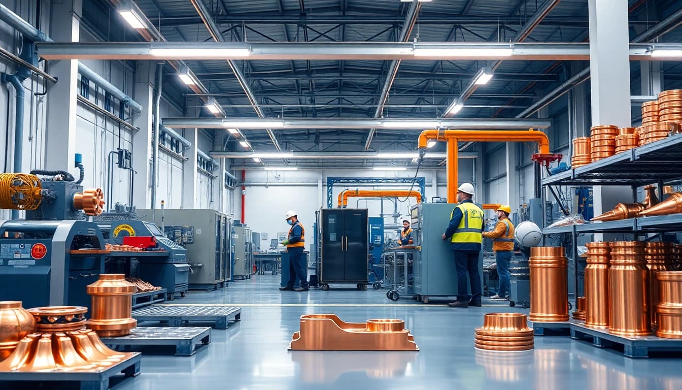 Copper plating Malaysia: A modern facility showcasing professionals using electroplating technology.