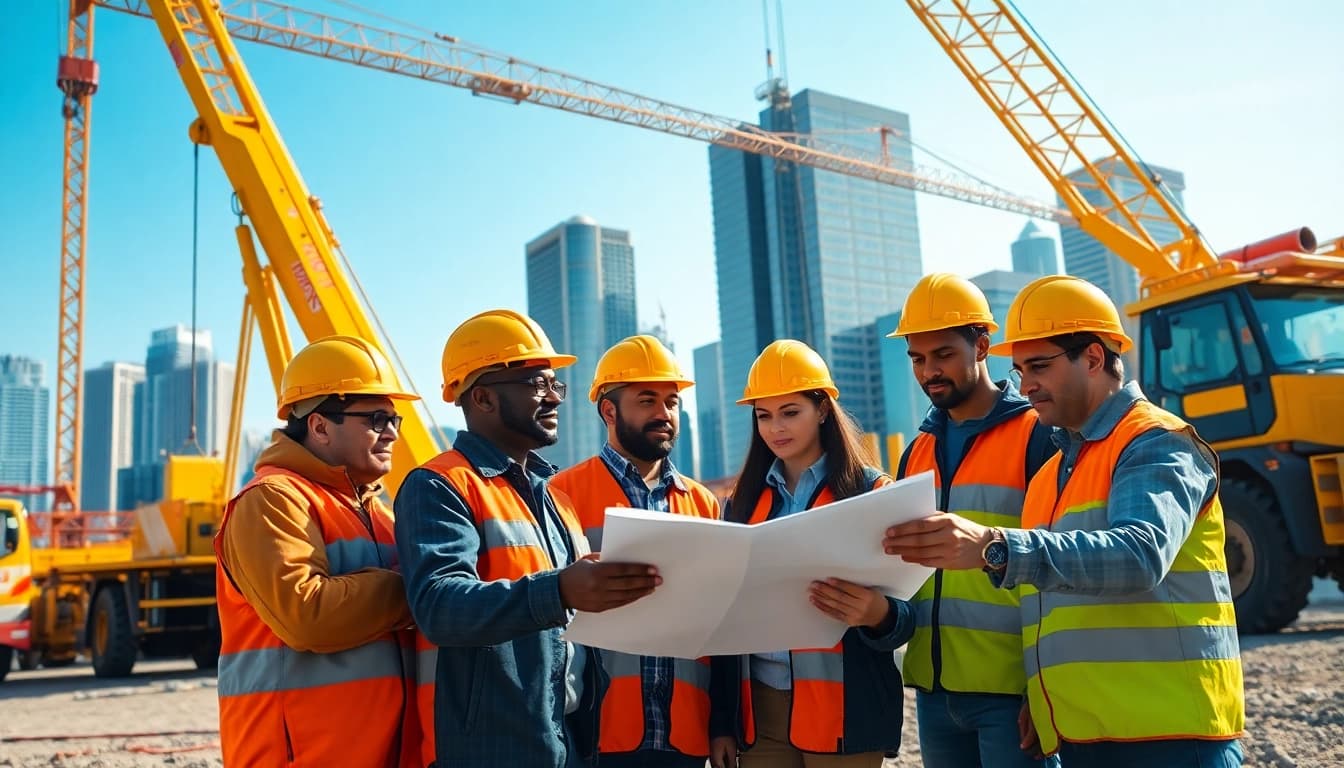 Construction association Denver fosters teamwork on-site with workers and machinery in action.