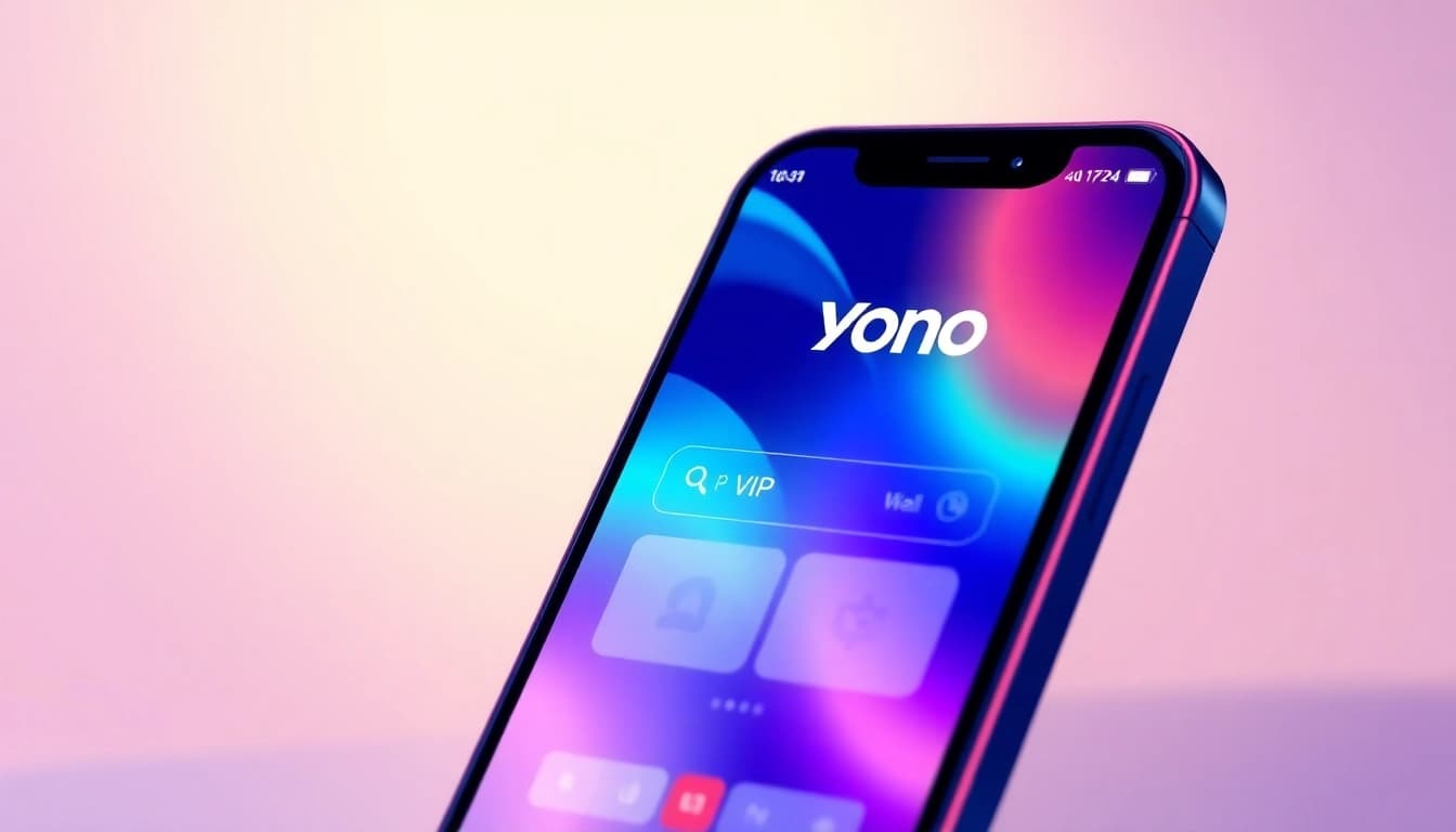 Explore the features of Yono VIP with this engaging smartphone interface illustration.