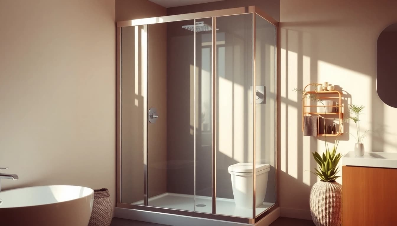 Admire the elegant sirhona shower cabin enhancing the modern bathroom experience.