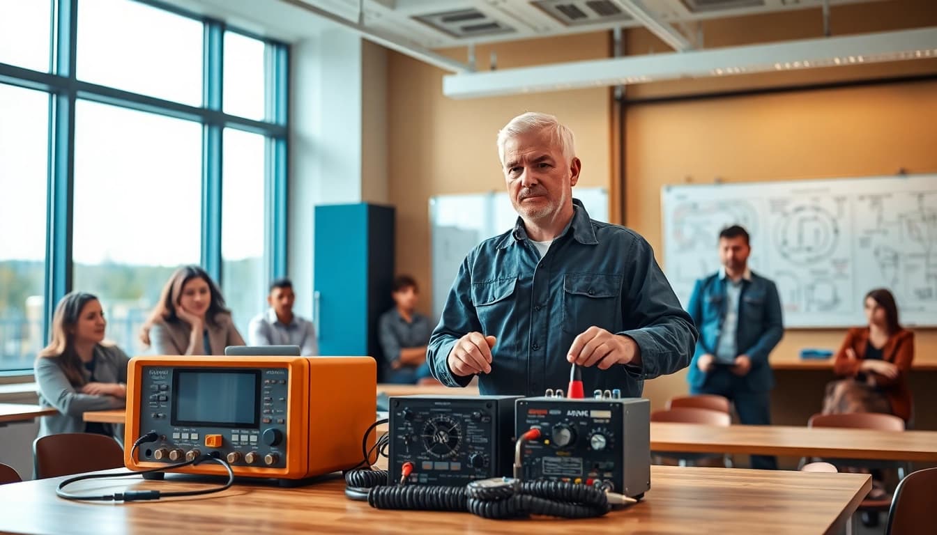 Engaging low voltage training session with participants learning from a professional instructor.