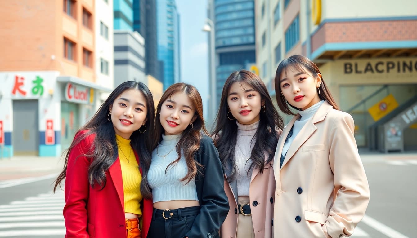 Pose of blackpink members showcasing their distinctive styles and camaraderie.