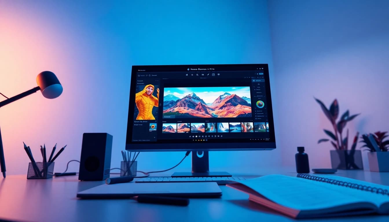 Nano banana pro interface in a modern workspace showcasing AI image editing capabilities.