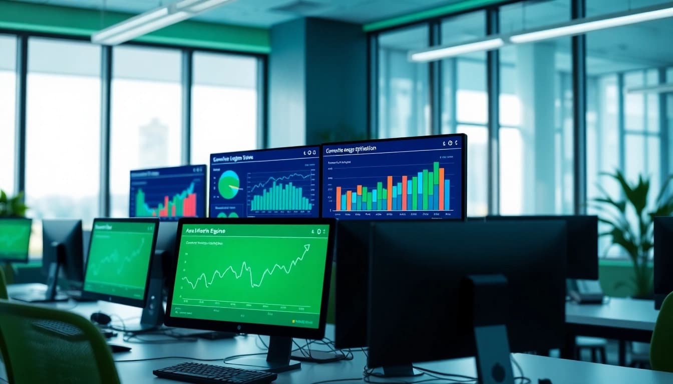 Illustration emphasizing generative engine optimization strategies in a vibrant workspace.