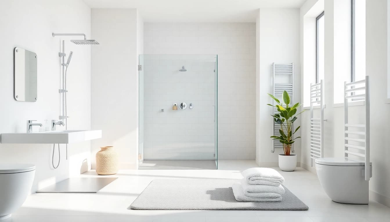 Sonni sanitär präsentiert moderne Badprodukte in einem eleganten Badezimmer-Setup.