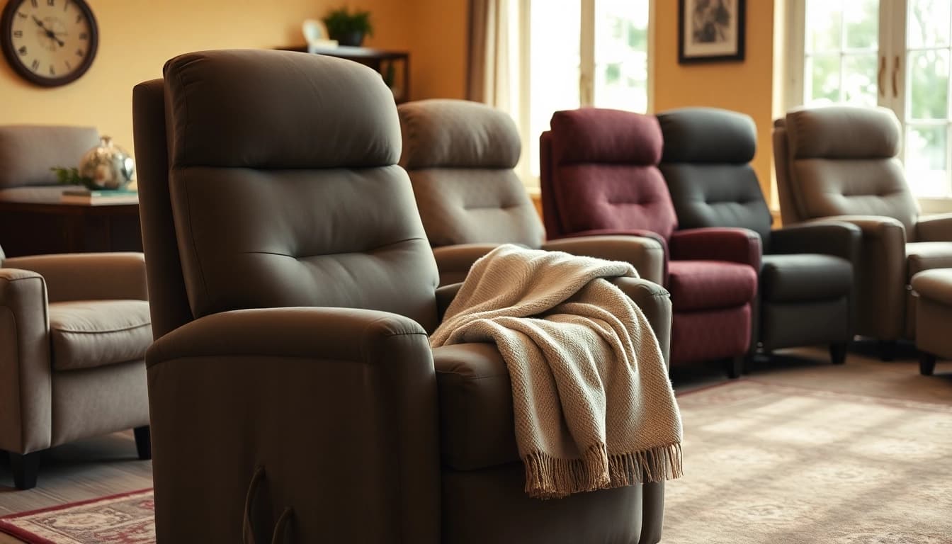 Comfortable heated lift chairs in a cozy living room, emphasizing relaxation and style.