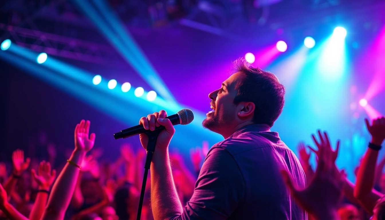 Experience the vibrant energy of kora live performances with an artist on stage.