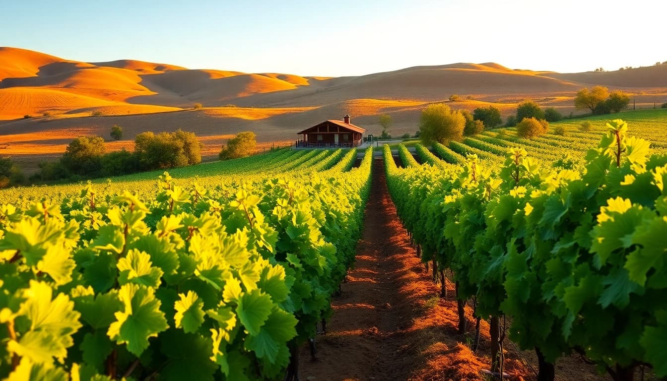 Explore the beautiful landscape of clarksburg wineries with vibrant grapevines and serene winery settings.