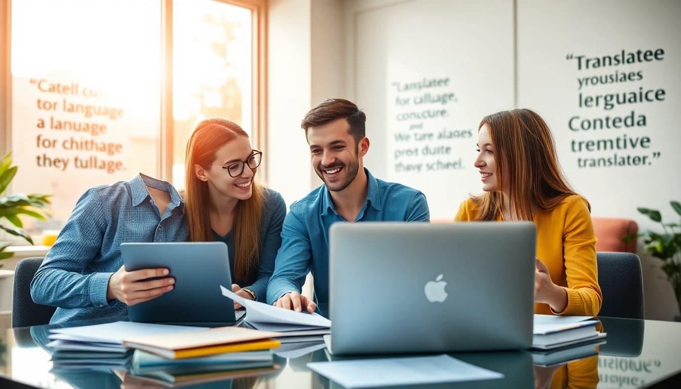 Multilingual team at work for https://www.elitetranslingo.com, showcasing collaboration and passion for languages.