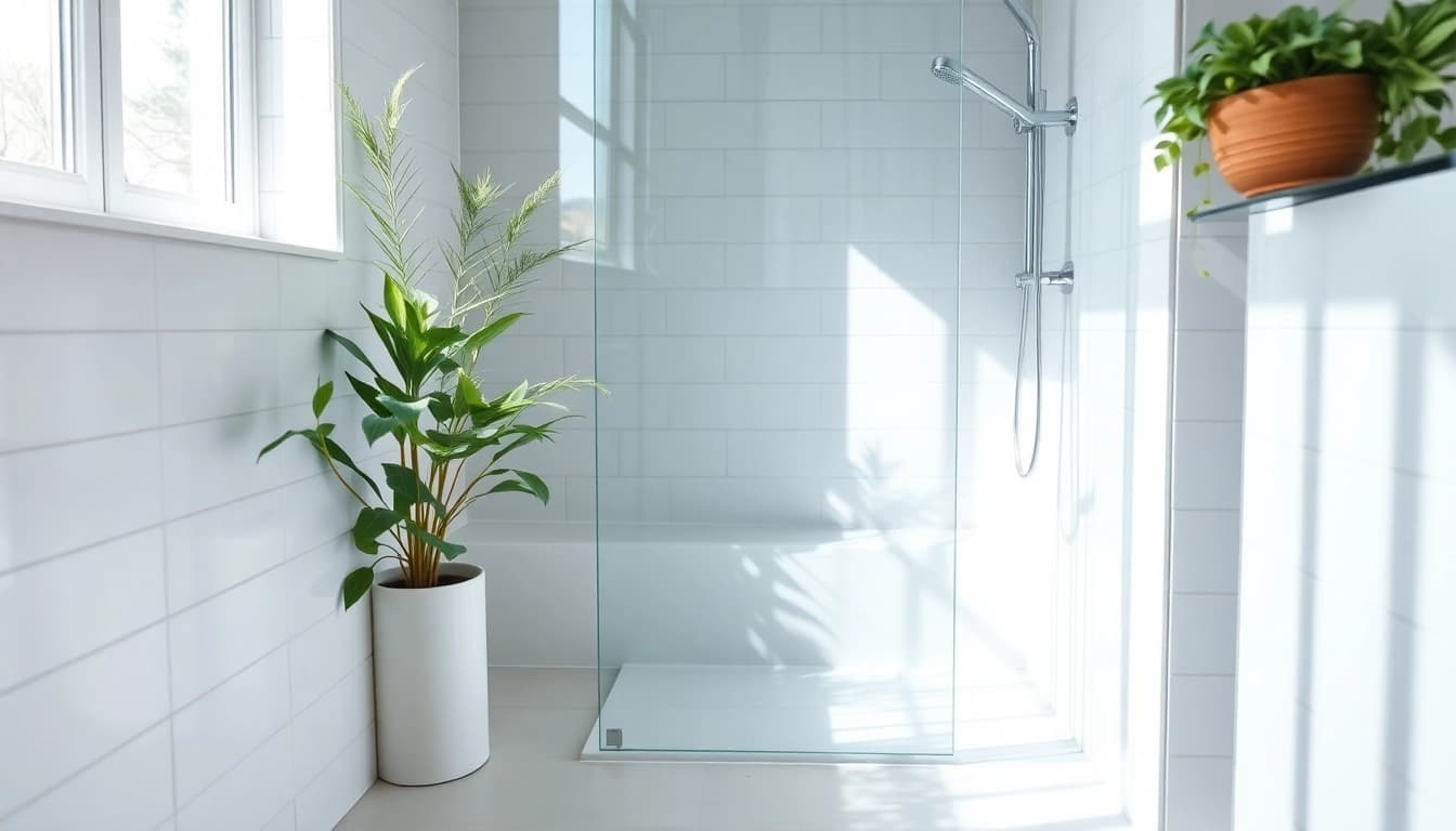 Paroi de douche transparente à la finition élégante dans une salle de bain moderne.