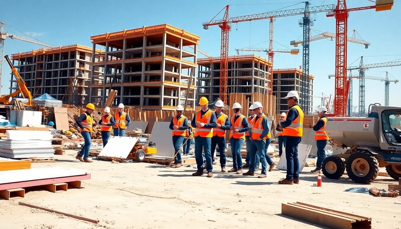 New Jersey General Contractor overseeing a construction site with modern equipment and teamwork.