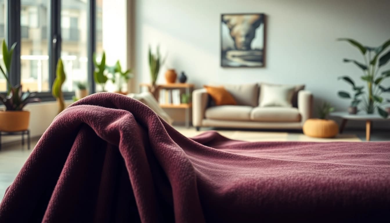 Stijlvol stretch fluweel toont elegantie en luxe op een chaise lounge in een moderne woonkamer.