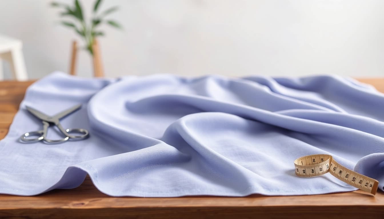 Punta di Roma stof getoond met creatieve styling en ambachtelijke gereedschappen.