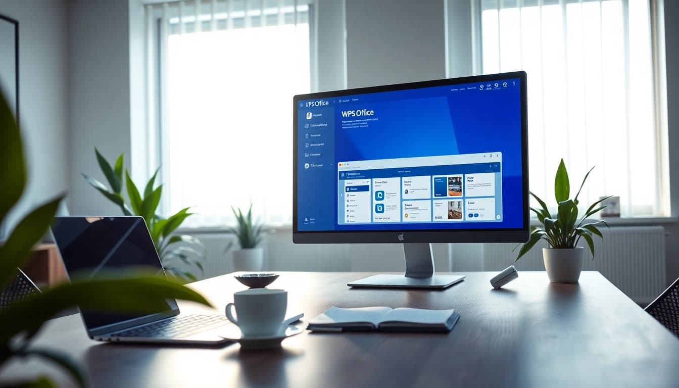Enhance productivity with WPS下载 in a modern office workspace.