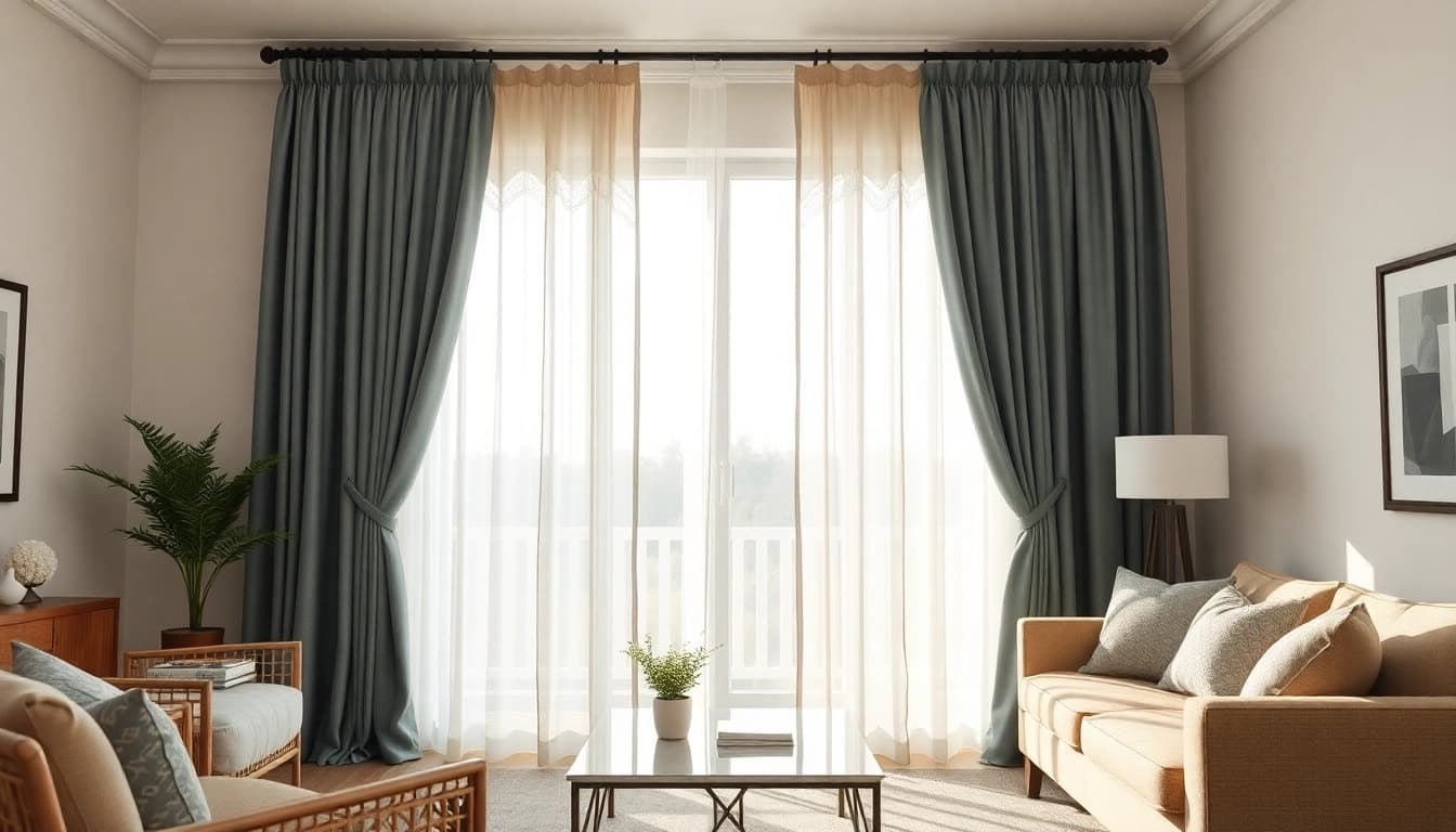 Verduisterende gordijnen die stijlvol licht blokkeren in een gezellige woonkamer.