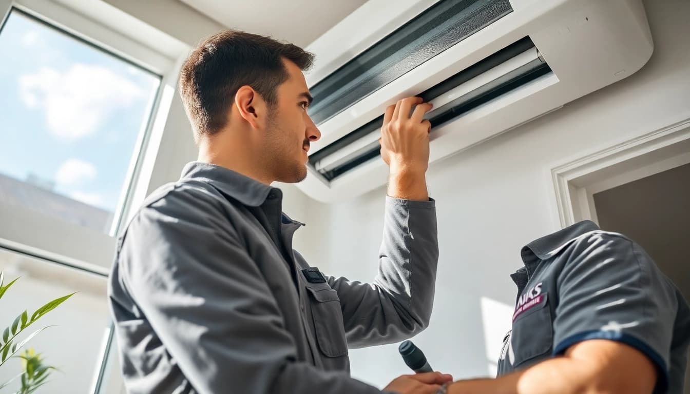 Expert performing ac repair mesa az on a residential air conditioning unit.