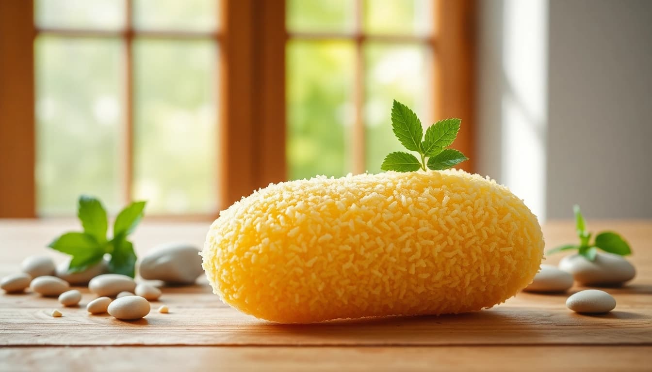 Scrub with a natural raw loofah sponge for healthy skin and revitalizing exfoliation.