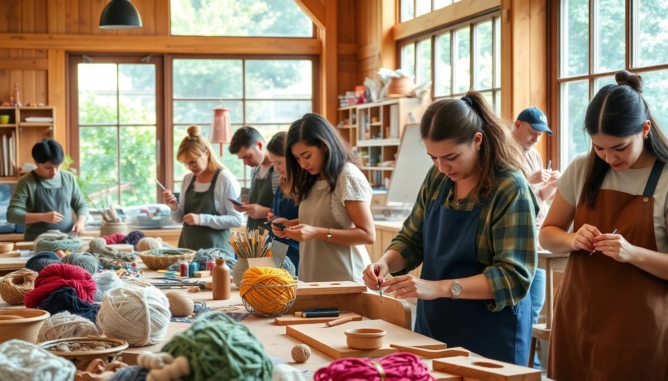 Engaging professionals in craft training programs showcasing creativity and collaboration in a workshop.