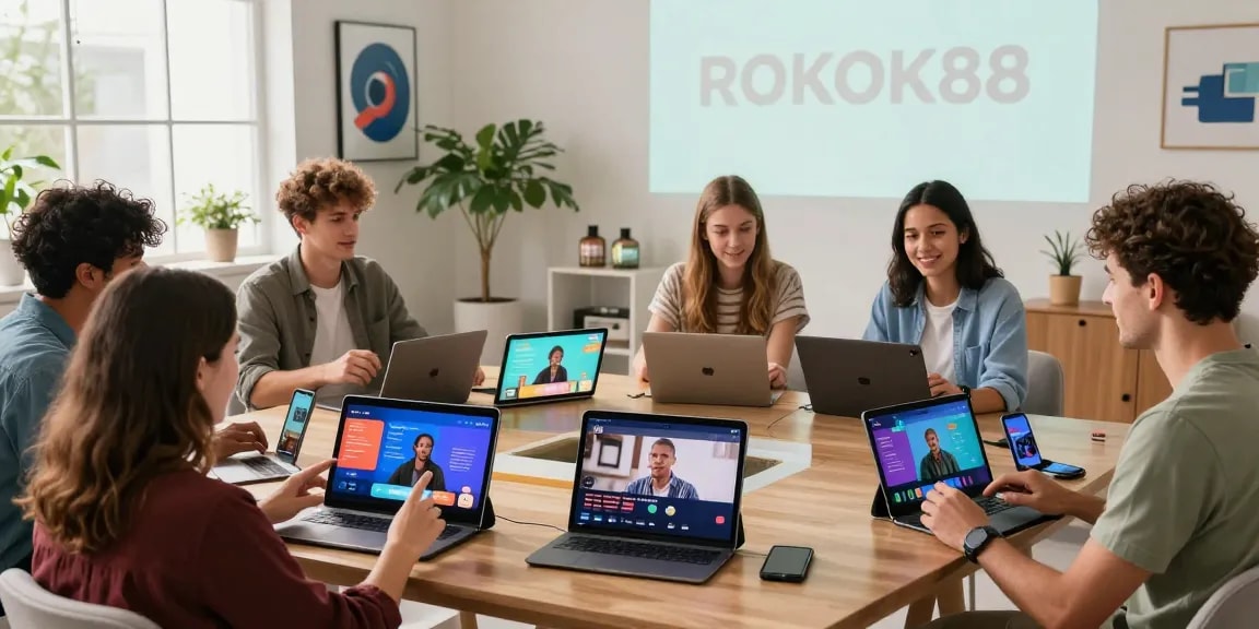 Engaging users exploring the ROKOK88 platform's episodes in a modern digital space.