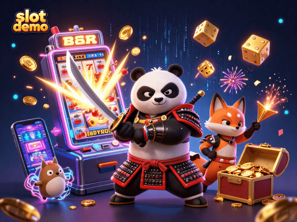 Bergembira bermain slot demo di GWP168 dengan panda samurai dan rubah ninja, meraih jackpot.