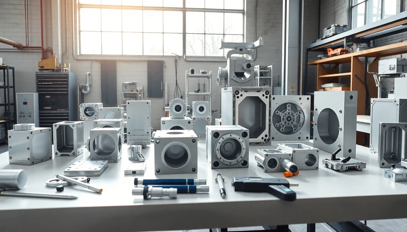 Showcasing precision aluminum prototypes against an industrial workshop backdrop highlighting innovation.