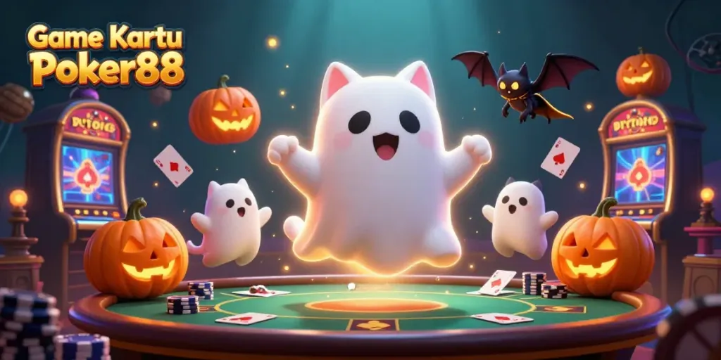 Engage in the excitement of Game Kartu Poker88 with vibrant poker characters and elements.