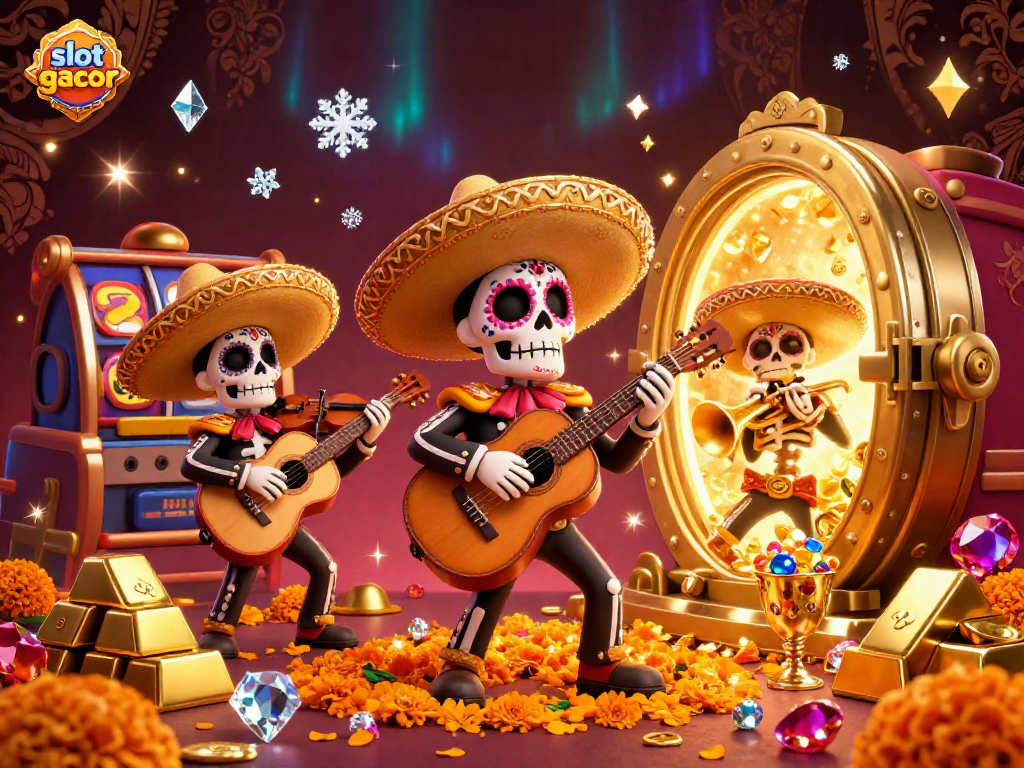 Menangkan slot gacor dengan kehebatan band mariachi kerangka yang dikelilingi harta karun dan cahaya fantastis.