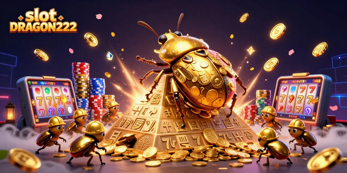 Spin the reels with slot DRAGON222 for thrilling wins featuring massive golden beetles and dynamic gaming elements.