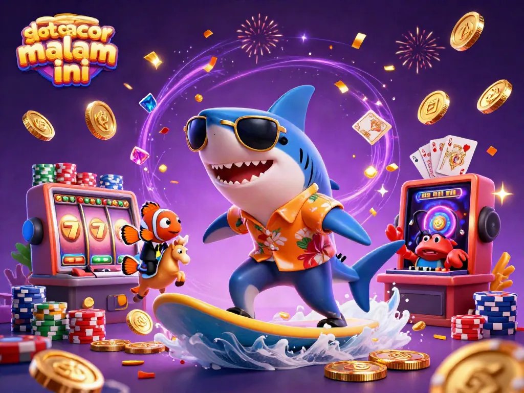 Slot gacor malam ini merayakan pesta dengan ikan hiu kartun dan teman-teman dalam acara kasino yang penuh warna.