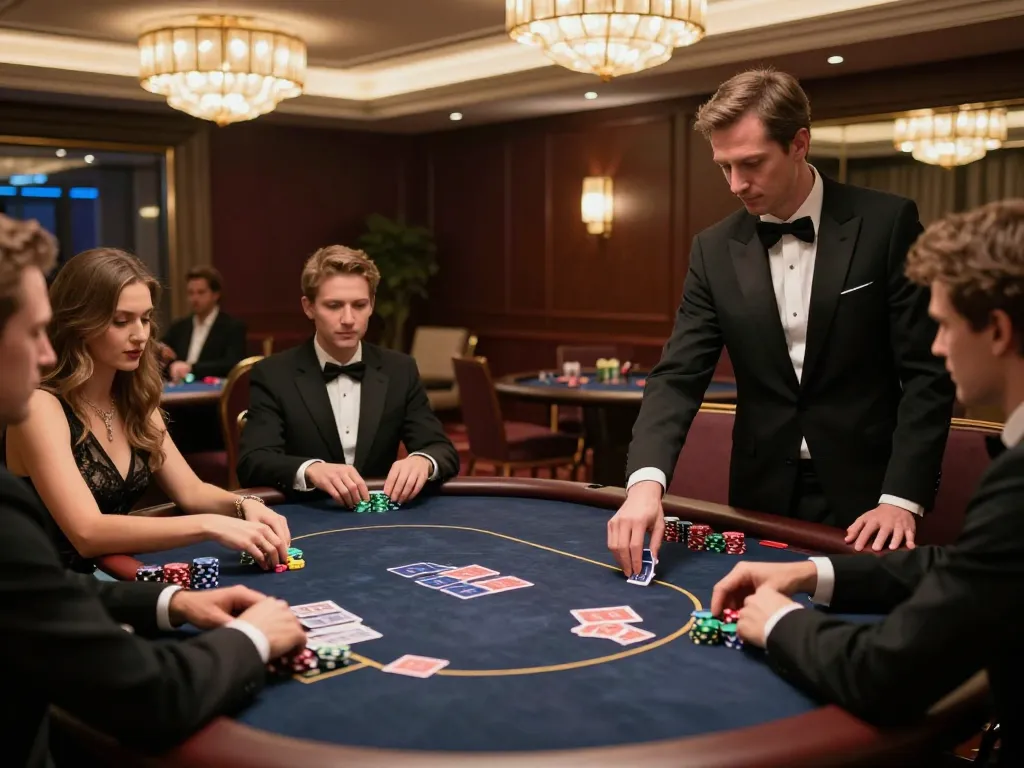 Players engage in strategic gameplay at the iwin game bài thượng lưu poker table, showcasing excitement and luxury.