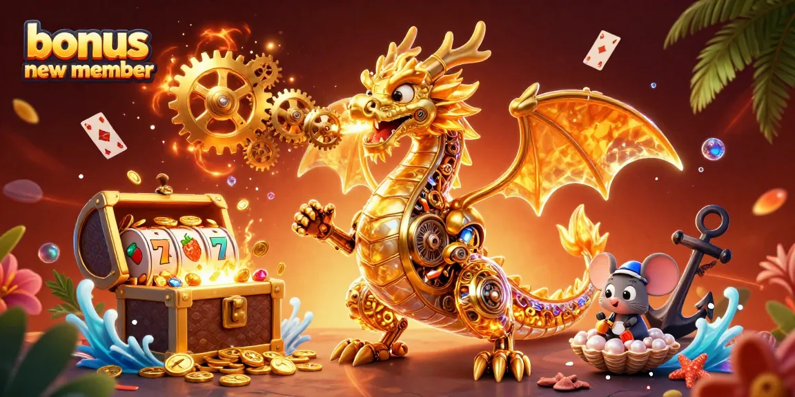 Experience the thrill of bonus new member promotions with this vibrant casino-themed illustration.