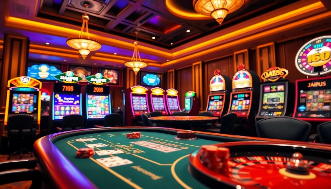 Experience the excitement of gambling at https://mm88.br.com/ with a vibrant casino atmosphere featuring slot machines and poker tables.