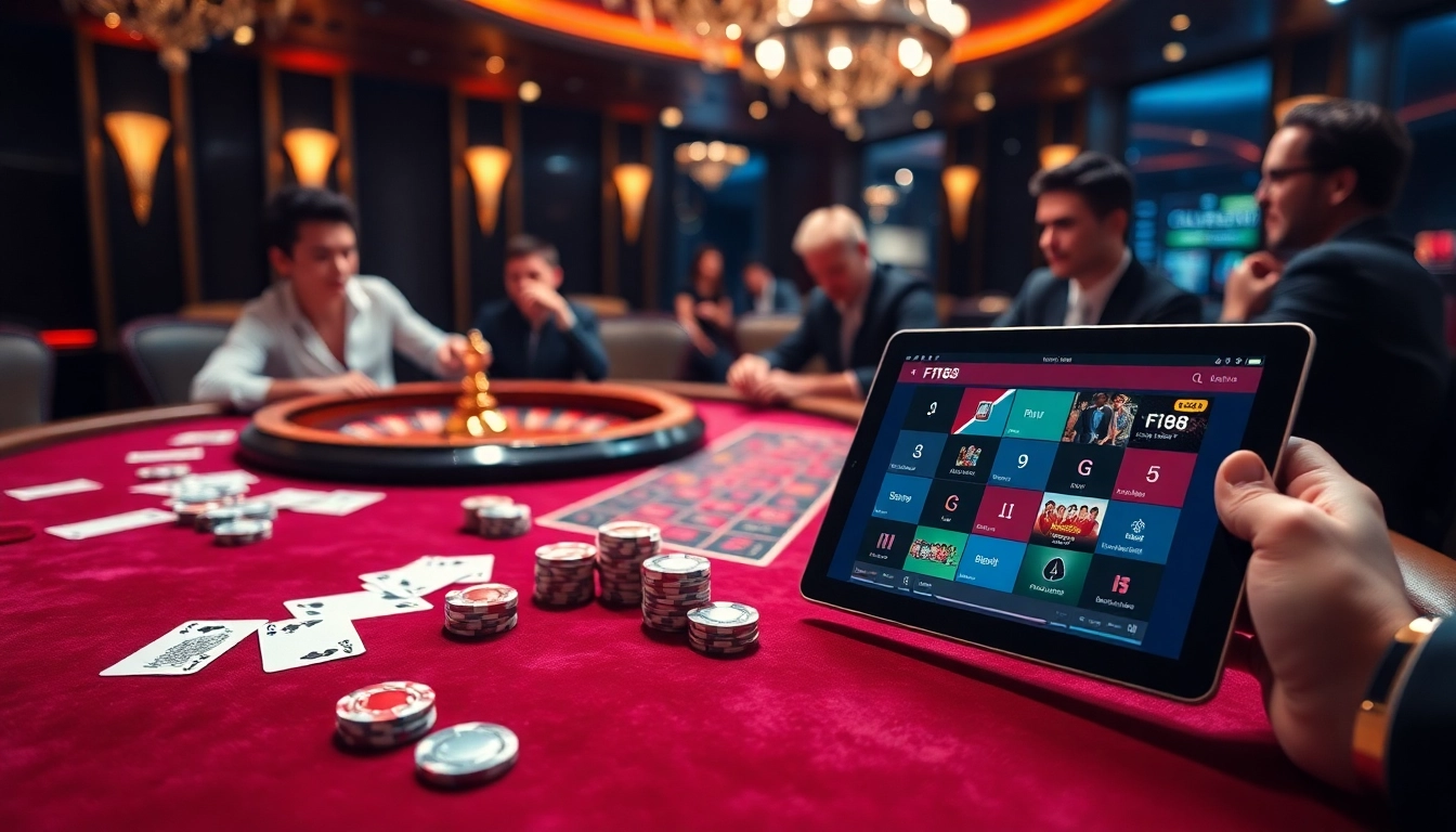 Experience the excitement of gambling with the F168 brand in a luxurious casino setting.