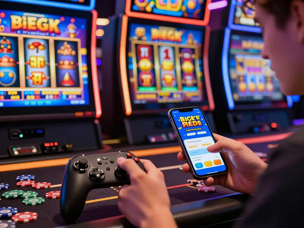 Player enjoying spinpanda spil in an exciting online casino atmosphere with vibrant lighting