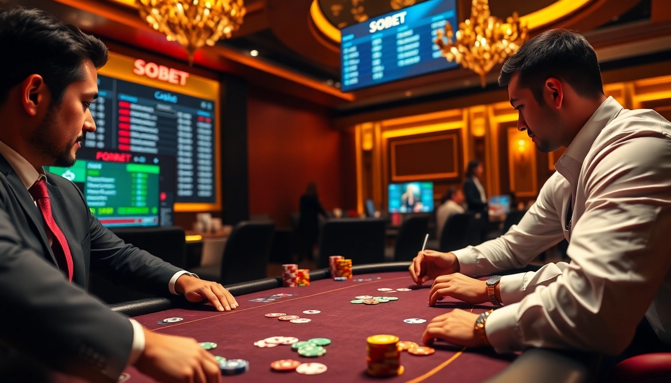 Sbobet odds displayed at a luxurious poker table during an exciting game.