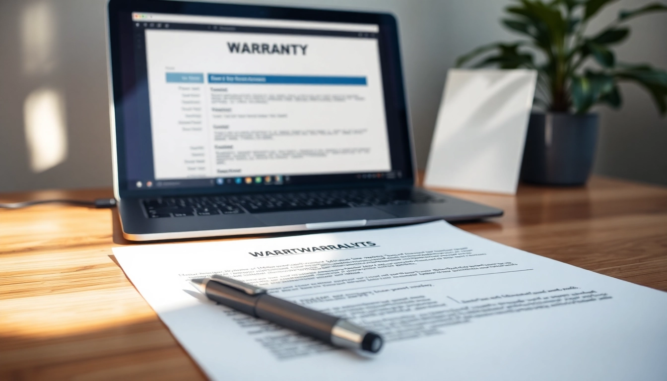 Review a warranty company with clear exclusions on a polished wooden desk.
