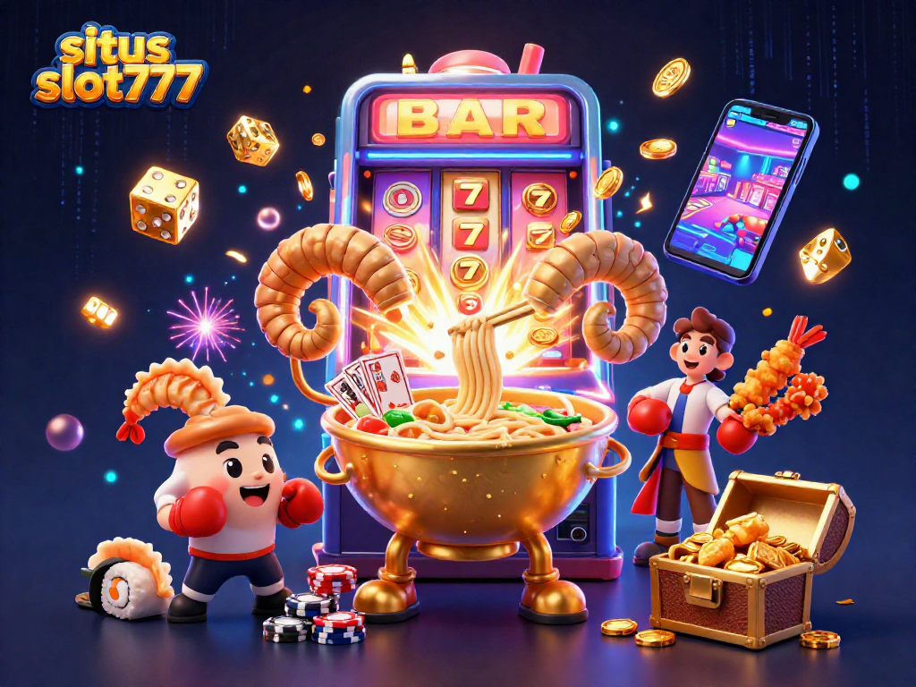 Experience big wins at situs slot777 with exciting characters, slot machines, and vibrant casino elements.