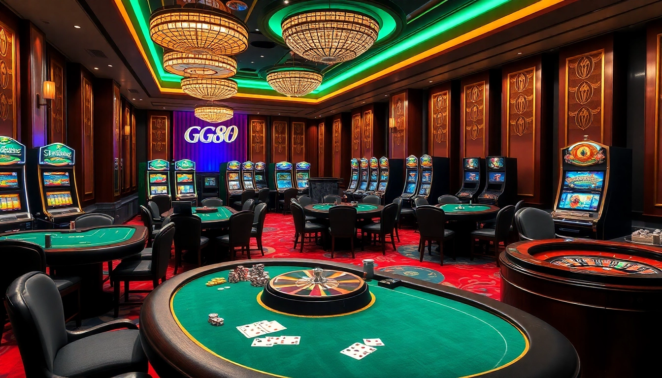 Experience the thrill of gambling at GG88 with luxurious gaming tables and slot machines.