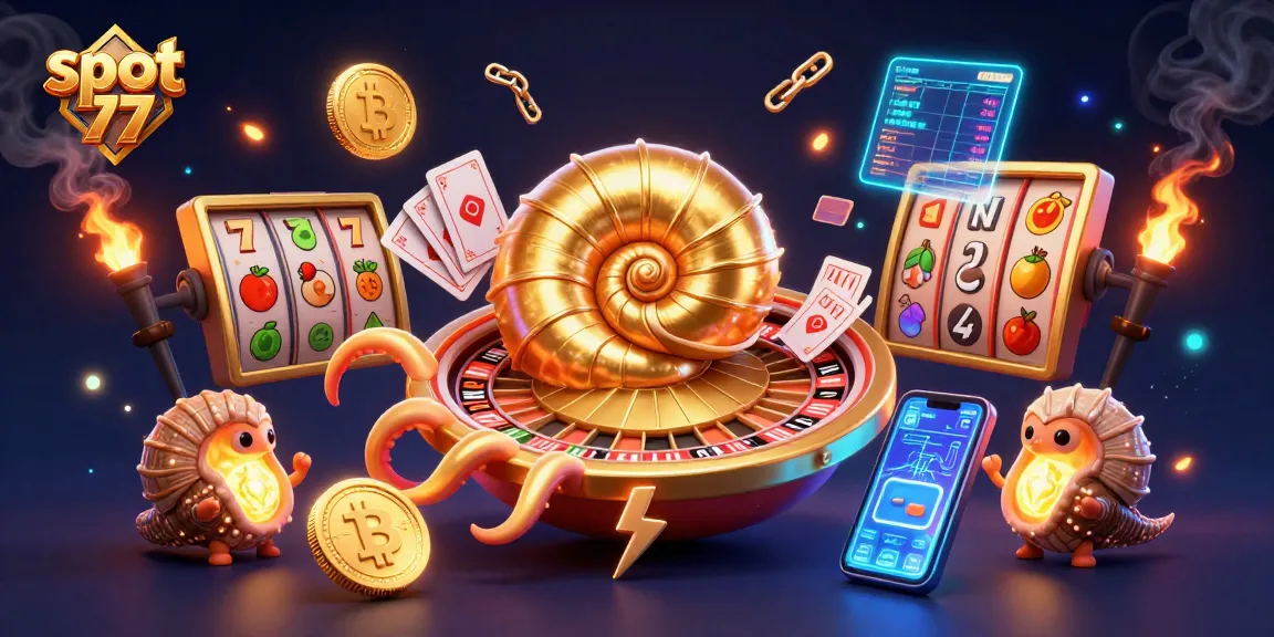Spin to win with slot 77's dazzling jackpot rewards in this vibrant 3D casino scene.