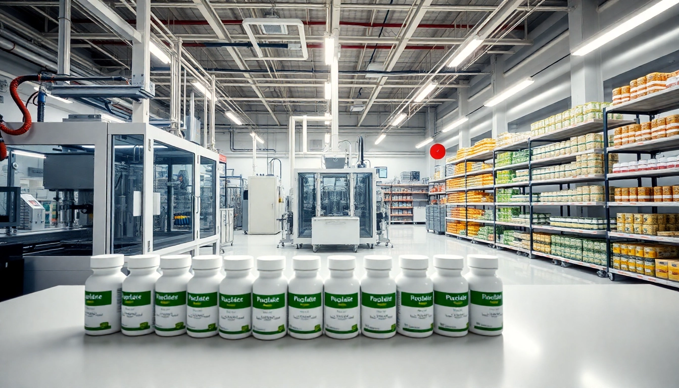 Innovative private label supplement manufacturer UK with modern machinery and clean workspace.