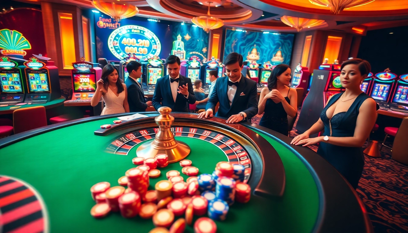 S88VIP casino scene with poker chips, roulette wheel, and vibrant slot machines.