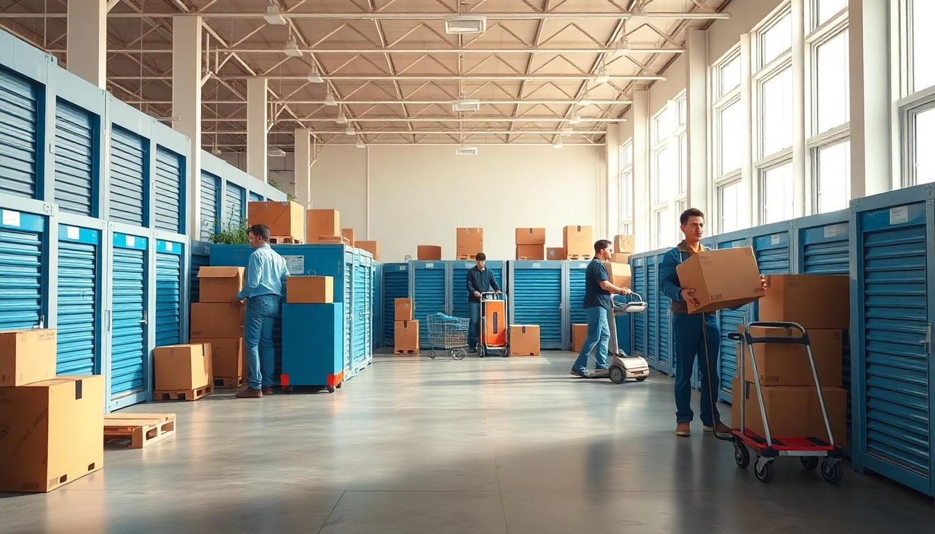 Moving company with storage near me showcasing organized storage solutions in a professional setting.