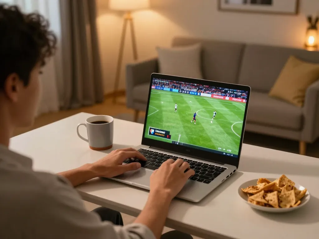 Enjoying a thrilling footbal stream Cakhiatv from the comfort of home during an exciting match