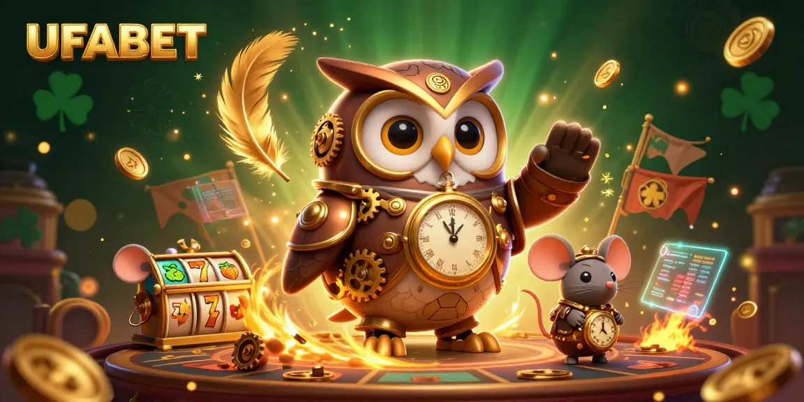 Experience thrilling UFABET action with interactive slots in a vibrant casino scene.