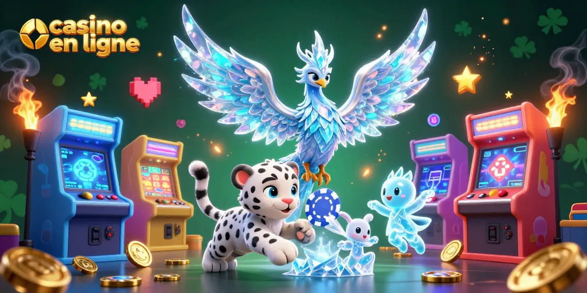 Jouez aux machines à sous dans un casino en ligne avec un phénix de glace et un léopard des neiges.