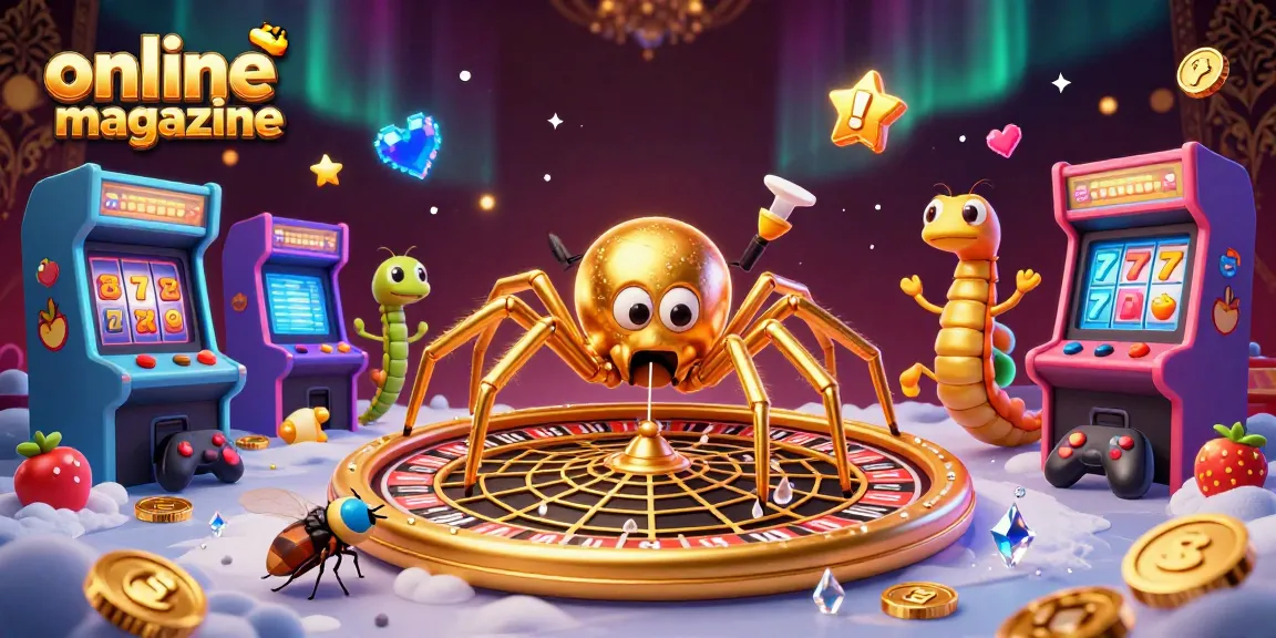 Engage with an online magazine celebrating dynamic casino adventures with a golden spider and bets.